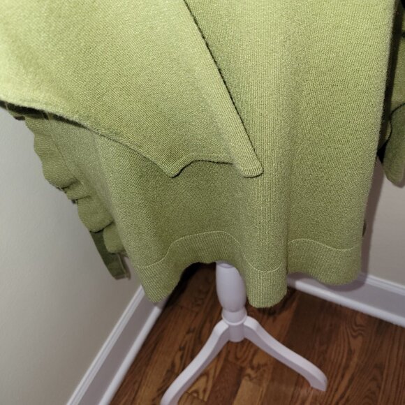 Piccadilly Side Tie Rib Knit 3/4 Sleeve Sweater Top Fern Green Women's Size S - Picture 9 of 15